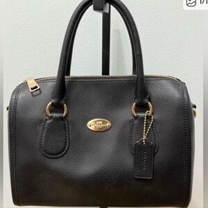 Coach Black Mini Bannett Crossgrain Leather Croosbody Or Handbag